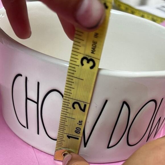 Rae Dunn 6” CHOW DOWN pet bowl ivory ceramic - Picture 3 of 7